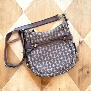 Fossil Crossbody Bag Leather Fabric Lauren Purse